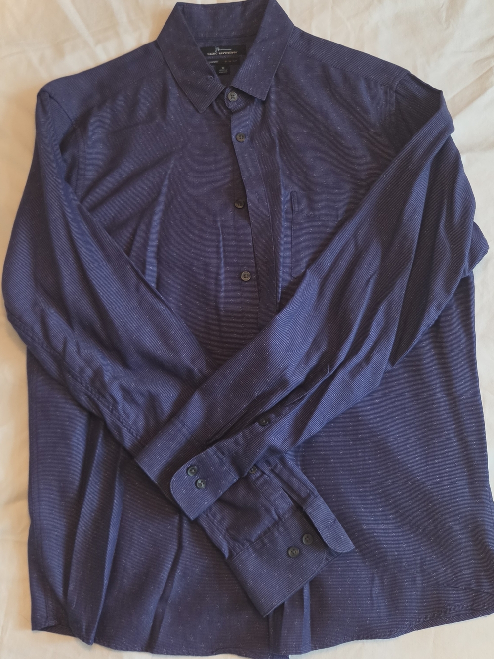 Marc Anthony Men’s Textured Deep Blue/purple Slim Fit Button-Down Shirt